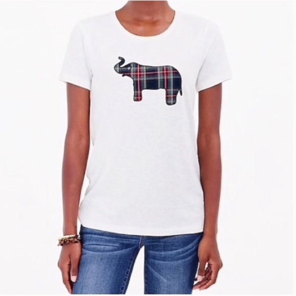 J. Crew Tartan Plaid Elephant Short Sleeve Top Size Medium - Picture 1 of 8
